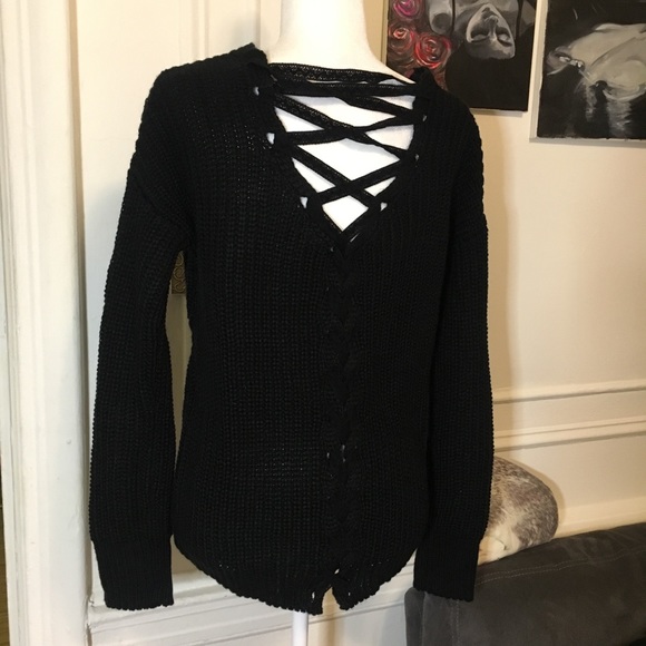 American Rag Sweaters - American rag NWT black lace up back sweater